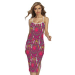 Purple Native Dream Catcher Print Cross Back Cami Dress