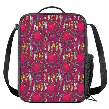 Purple Native Dream Catcher Print Crossbody Lunch Bag