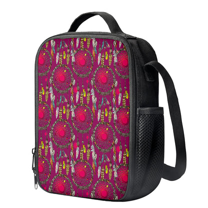 Purple Native Dream Catcher Print Crossbody Lunch Bag