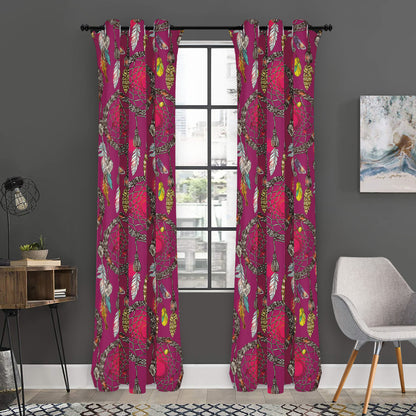 Purple Native Dream Catcher Print Curtain