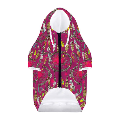 Purple Native Dream Catcher Print Dog Zip Up Hoodie