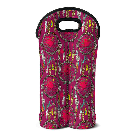 Purple Native Dream Catcher Print Double Neoprene Wine Tote