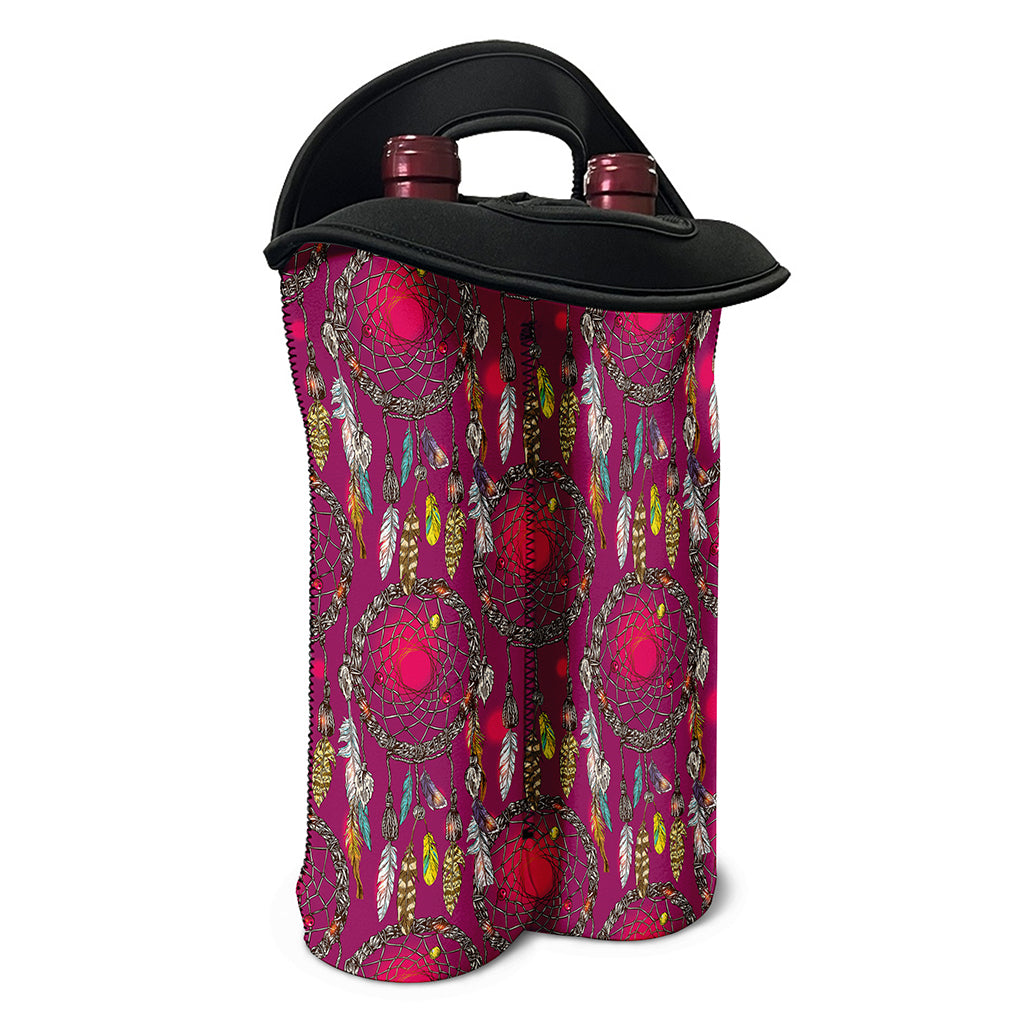 Purple Native Dream Catcher Print Double Neoprene Wine Tote