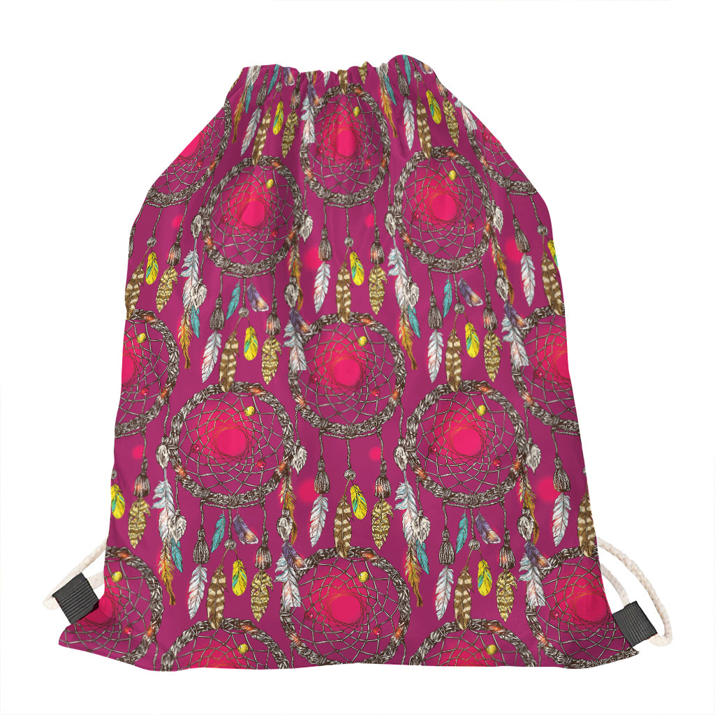 Purple Native Dream Catcher Print Drawstring Bag