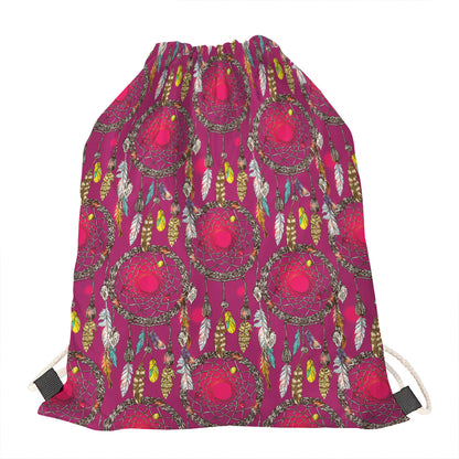 Purple Native Dream Catcher Print Drawstring Bag