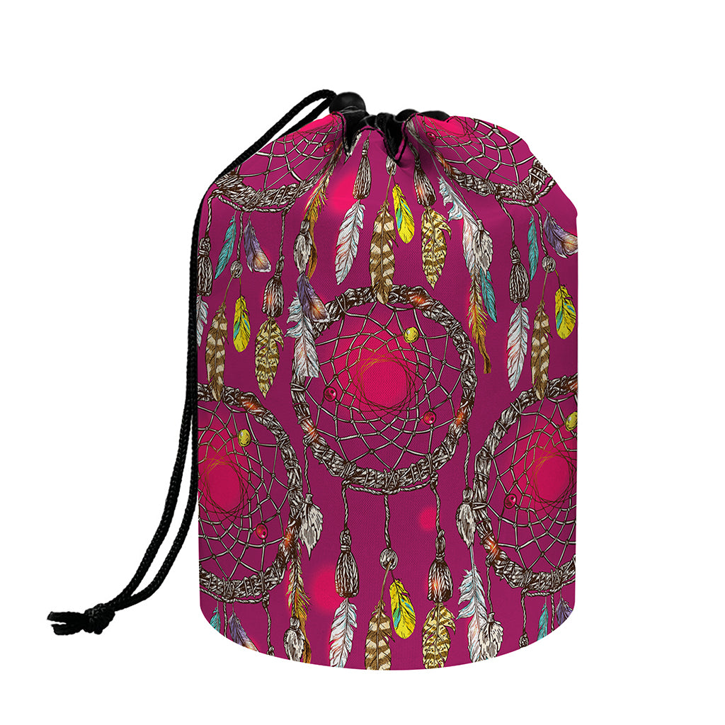 Purple Native Dream Catcher Print Drawstring Makeup Bag