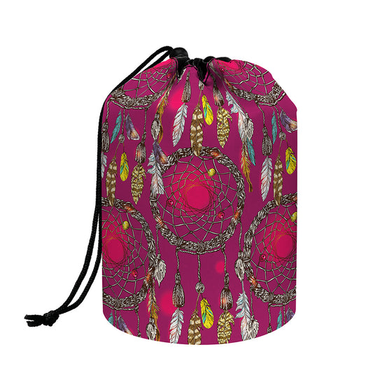 Purple Native Dream Catcher Print Drawstring Makeup Bag