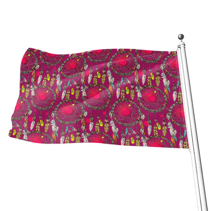 Purple Native Dream Catcher Print Flag