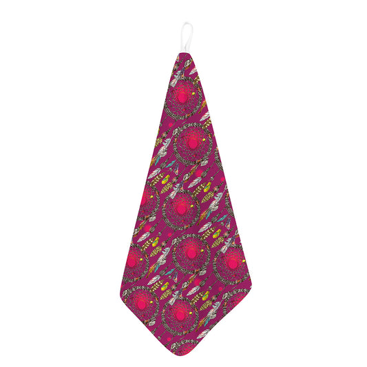 Purple Native Dream Catcher Print Hand Towel