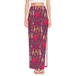 Purple Native Dream Catcher Print High Slit Maxi Skirt
