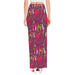 Purple Native Dream Catcher Print High Slit Maxi Skirt