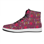 Purple Native Dream Catcher Print High Top Leather Sneakers