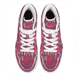 Purple Native Dream Catcher Print High Top Leather Sneakers