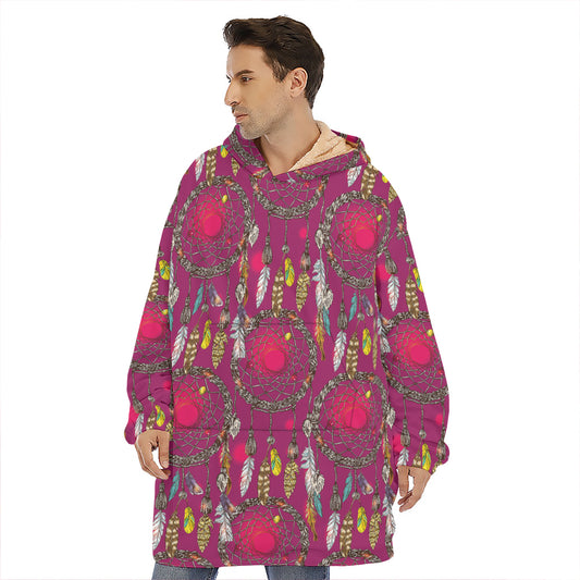 Purple Native Dream Catcher Print Hoodie Blanket