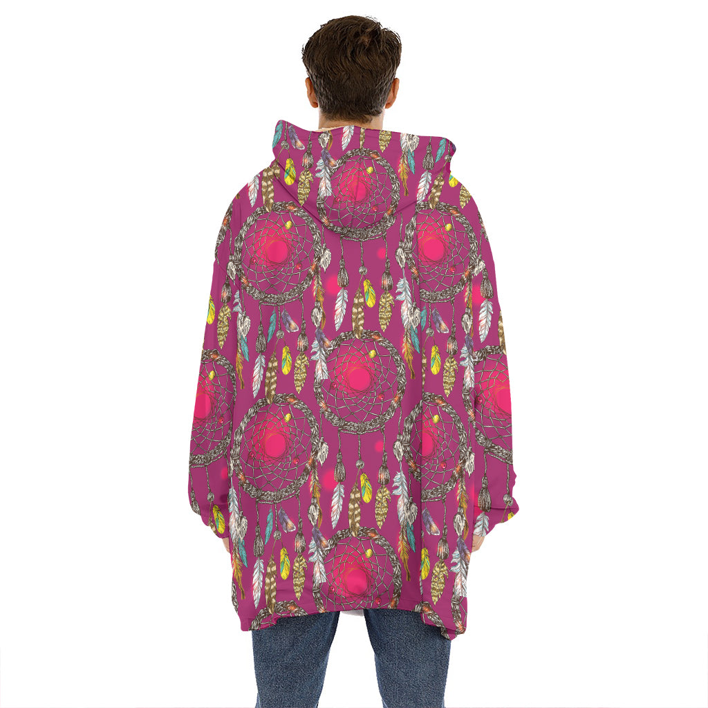 Purple Native Dream Catcher Print Hoodie Blanket