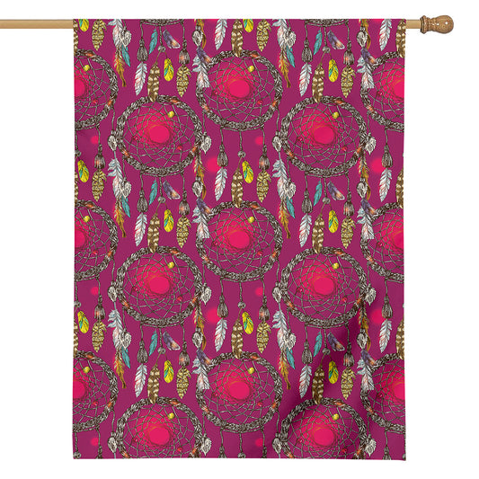 Purple Native Dream Catcher Print House Flag