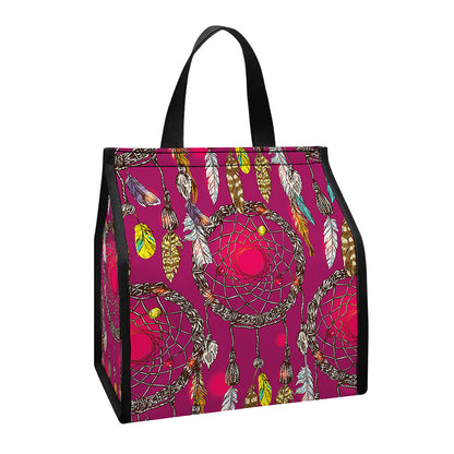 Purple Native Dream Catcher Print Insulated Lunch Tote