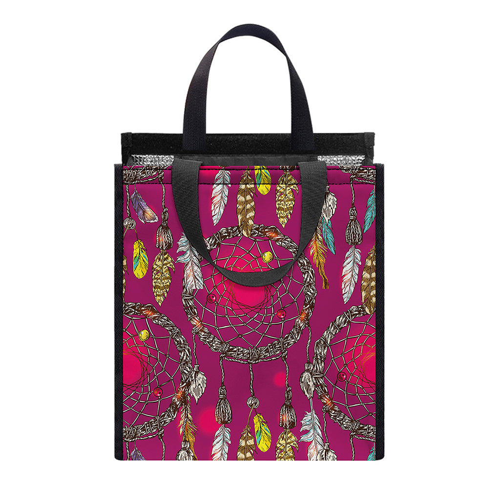 Purple Native Dream Catcher Print Insulated Lunch Tote