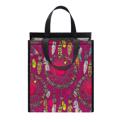Purple Native Dream Catcher Print Insulated Lunch Tote