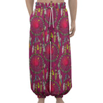 Purple Native Dream Catcher Print Lantern Pants