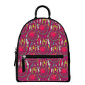Purple Native Dream Catcher Print Leather Backpack