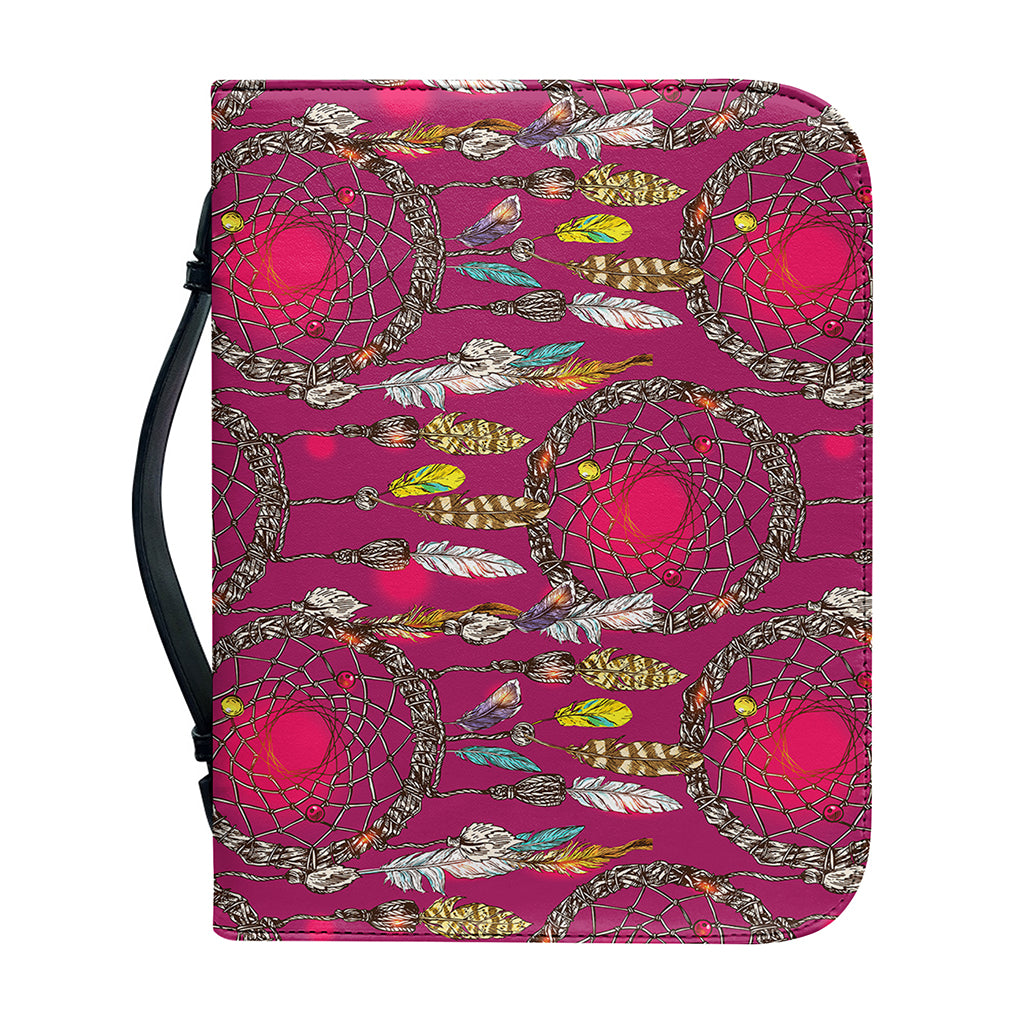 Purple Native Dream Catcher Print Leather Bible Cover