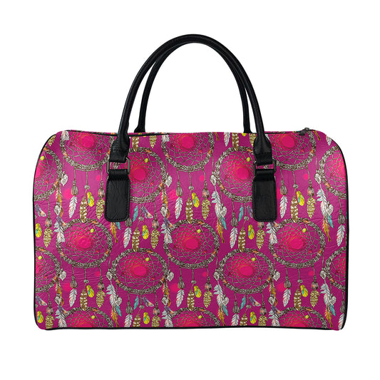 Purple Native Dream Catcher Print Leather Duffle Bag