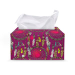 Purple Native Dream Catcher Print Leather Tissue Box Cover