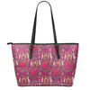 Purple Native Dream Catcher Print Leather Tote Bag