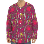 Purple Native Dream Catcher Print Long Sleeve Baseball Jersey