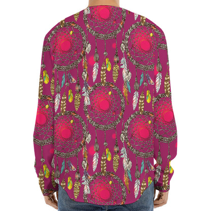 Purple Native Dream Catcher Print Long Sleeve Baseball Jersey