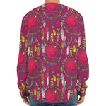Purple Native Dream Catcher Print Long Sleeve Baseball Jersey