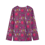 Purple Native Dream Catcher Print Long Sleeve Short Coat
