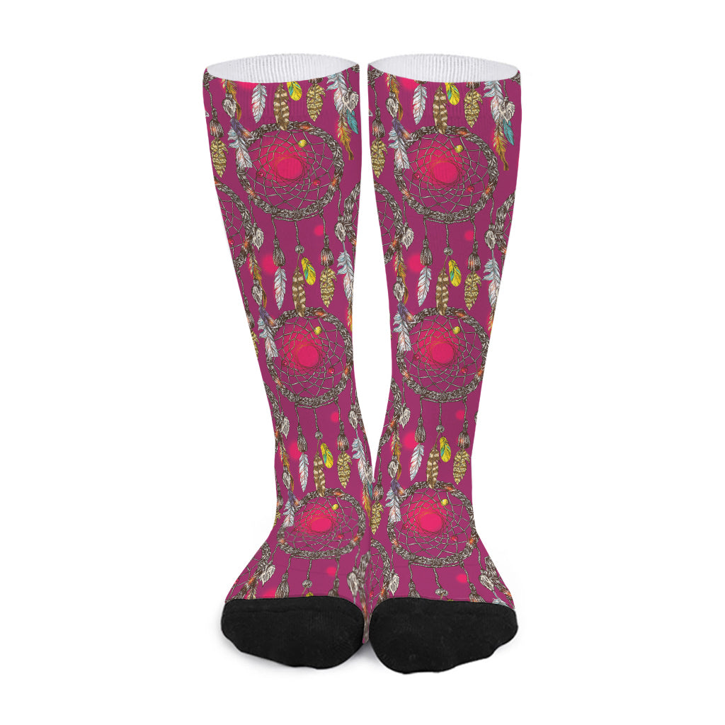 Purple Native Dream Catcher Print Long Socks