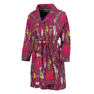 Purple Native Dream Catcher Print Men's Bathrobe