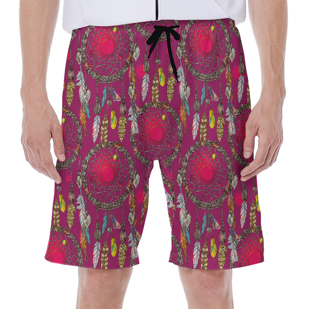 Purple Native Dream Catcher Print Men's Beach Shorts