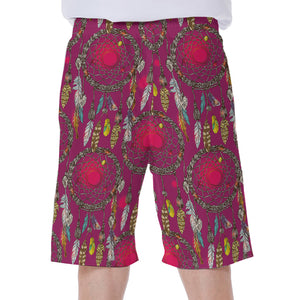 Purple Native Dream Catcher Print Men's Beach Shorts