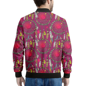 Purple Native Dream Catcher Print Men's Bomber Jacket