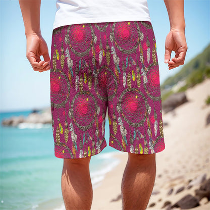 Purple Native Dream Catcher Print Men's Cargo Shorts