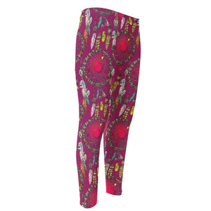 Purple Native Dream Catcher Print Men's Compression Pants