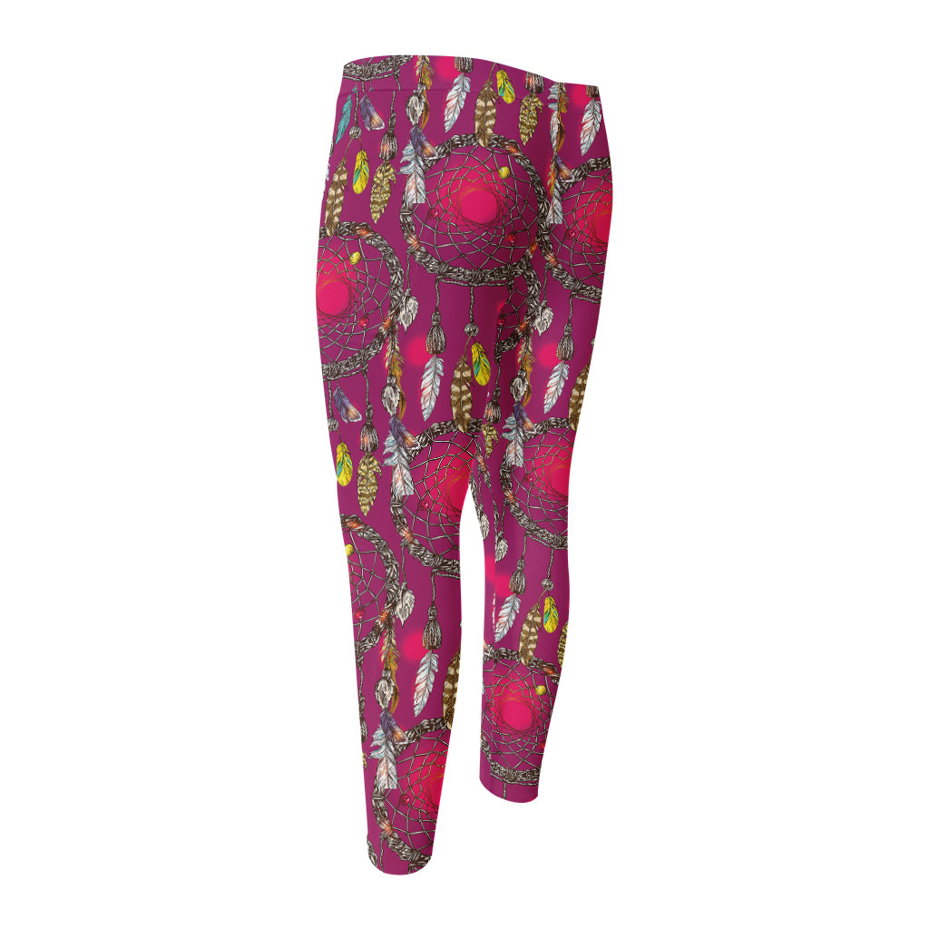 Purple Native Dream Catcher Print Men's Compression Pants