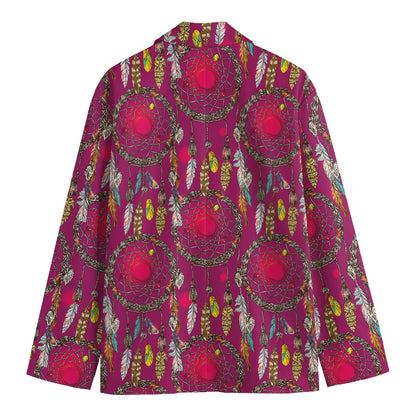 Purple Native Dream Catcher Print Men's Cotton Blazer
