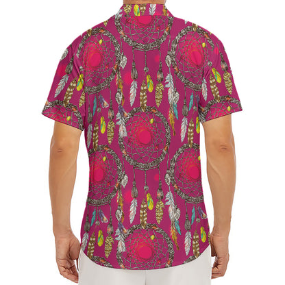 Purple Native Dream Catcher Print Men's Deep V-Neck Shirt