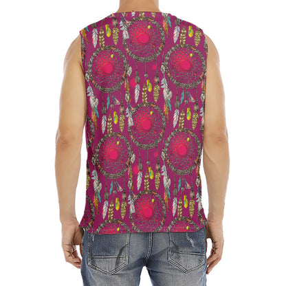 Purple Native Dream Catcher Print Men's Fitness Tank Top