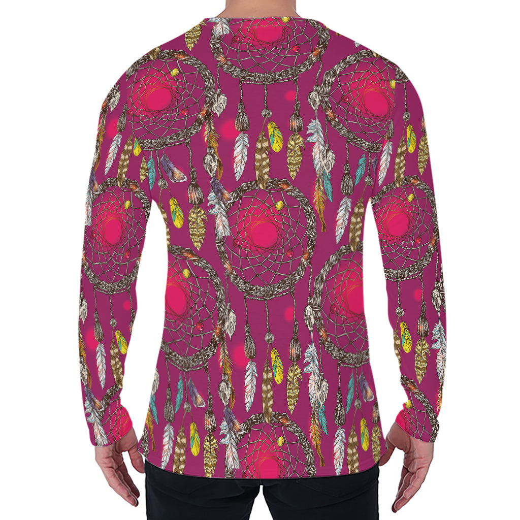 Purple Native Dream Catcher Print Men's Long Sleeve T-Shirt