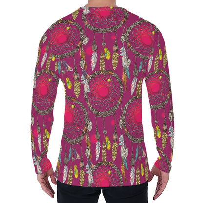 Purple Native Dream Catcher Print Men's Long Sleeve T-Shirt