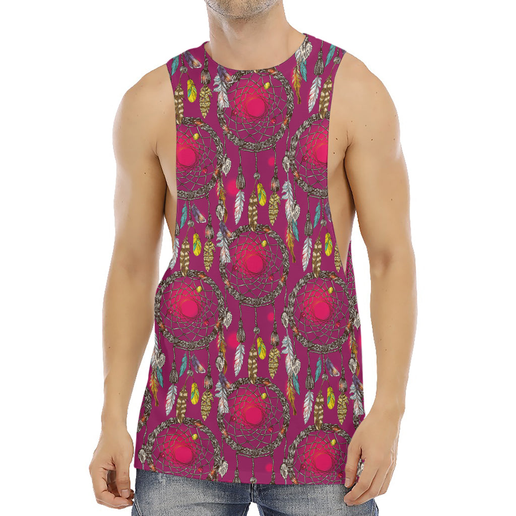 Purple Native Dream Catcher Print Men's Muscle Tank Top