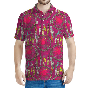 Purple Native Dream Catcher Print Men's Polo Shirt