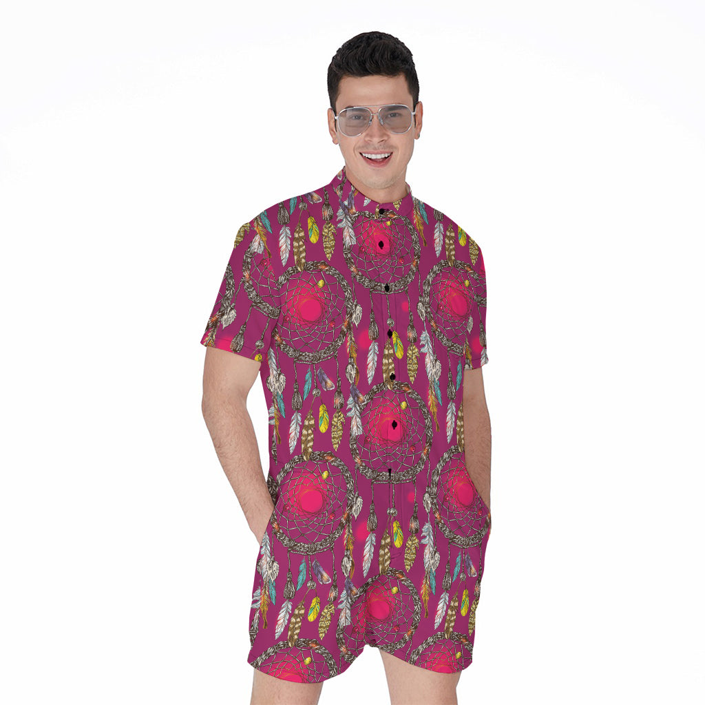 Purple Native Dream Catcher Print Men's Rompers