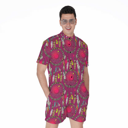 Purple Native Dream Catcher Print Men's Rompers